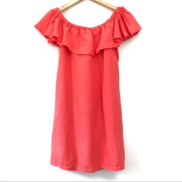 Tommy Bahama Tops - Tommy Bahama Ruffled Off-shoulder Linen Tunic- XS